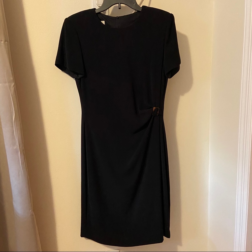 Belted Black Midi Dress
